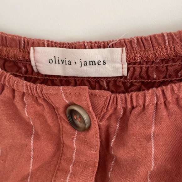 Red/Pink Striped Midi Dress with Ruffle Sleeve by Olivia + James - Picture 3 of 7